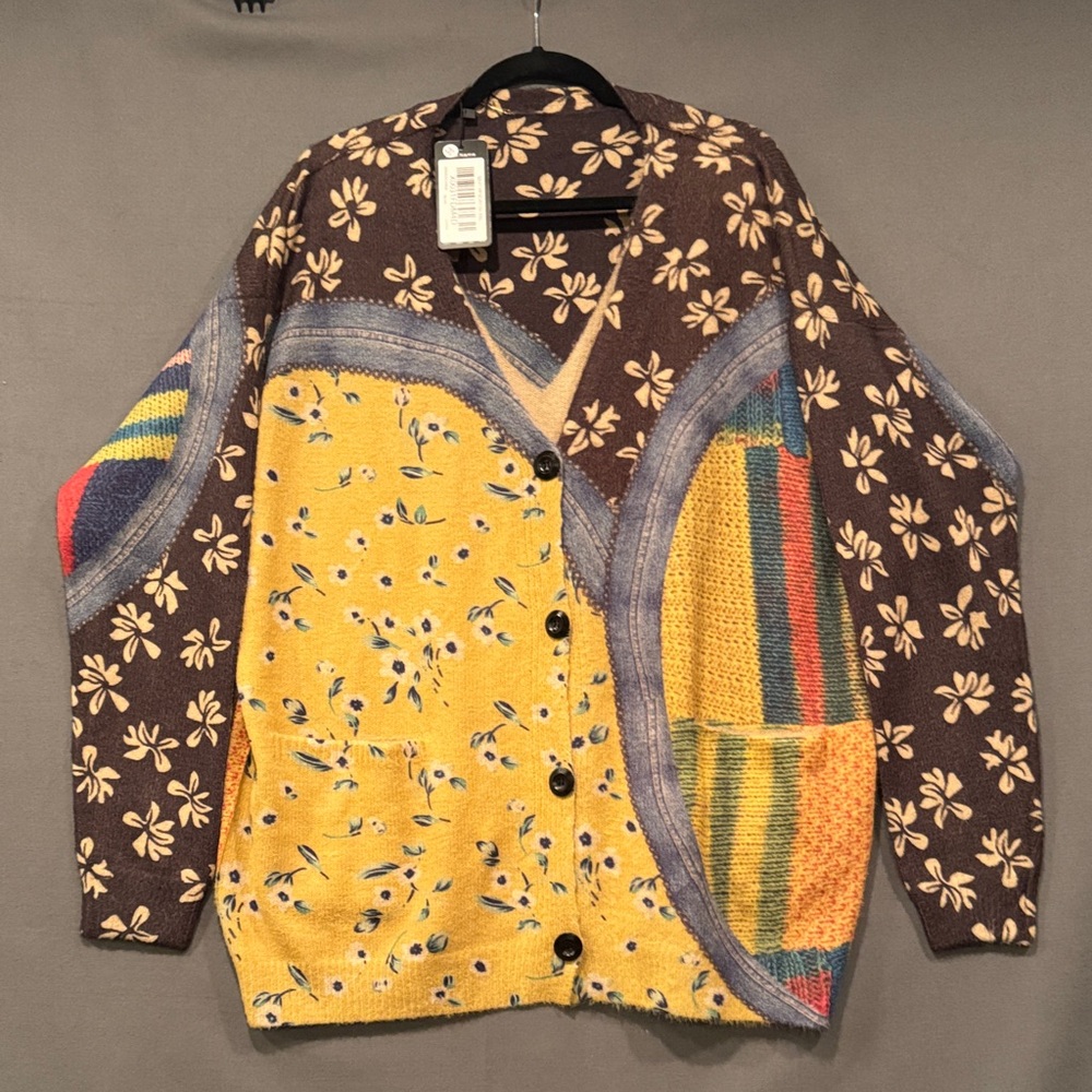 YesNo Floral Patchwork Cardigan‎ - Multicolor women XXL Wool/Cotton